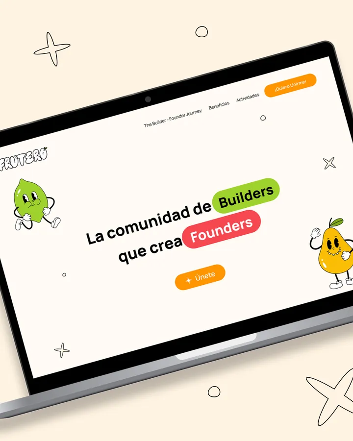 Tablet con el mensaje “La comunidad de builders que crea founders”