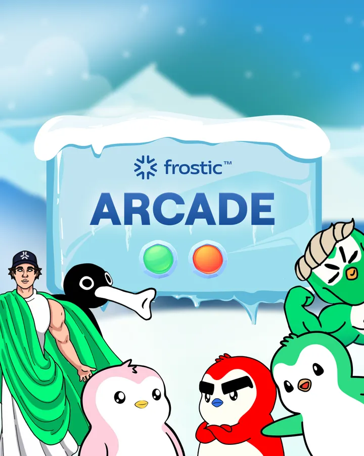 Frostic Arcade: personajes ilustrados sobre un fondo de hielo
